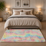 Faux Fur Anti Slip Soft Plush Shaggy Rug Rainbow