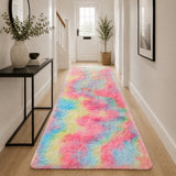 Faux Fur Anti Slip Soft Plush Shaggy Rug Rainbow