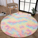 Faux Fur Anti Slip Soft Plush Shaggy Rug Rainbow