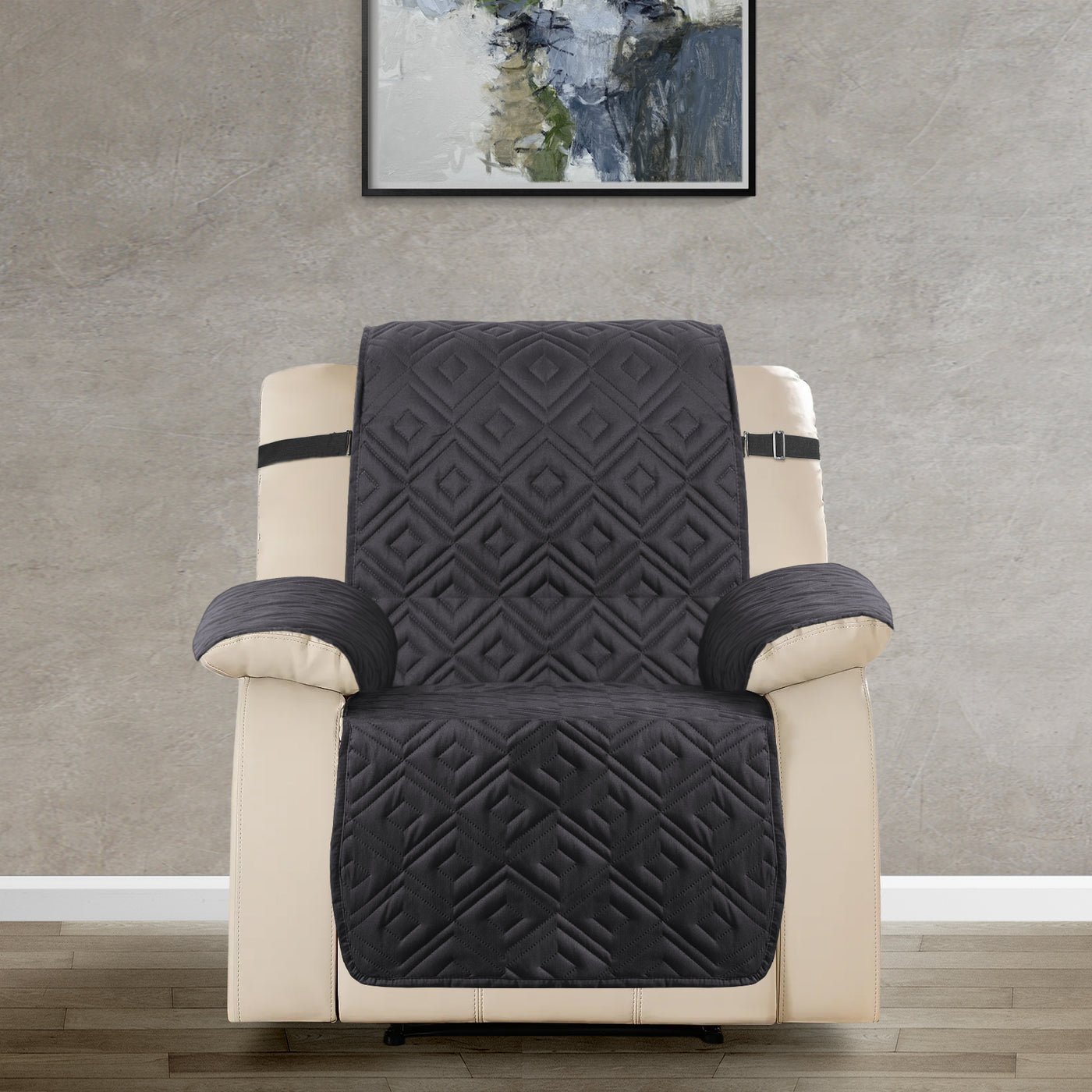3 Seater Sofa Cover Non-Slip Waterproof Reversible Black/Dark Grey