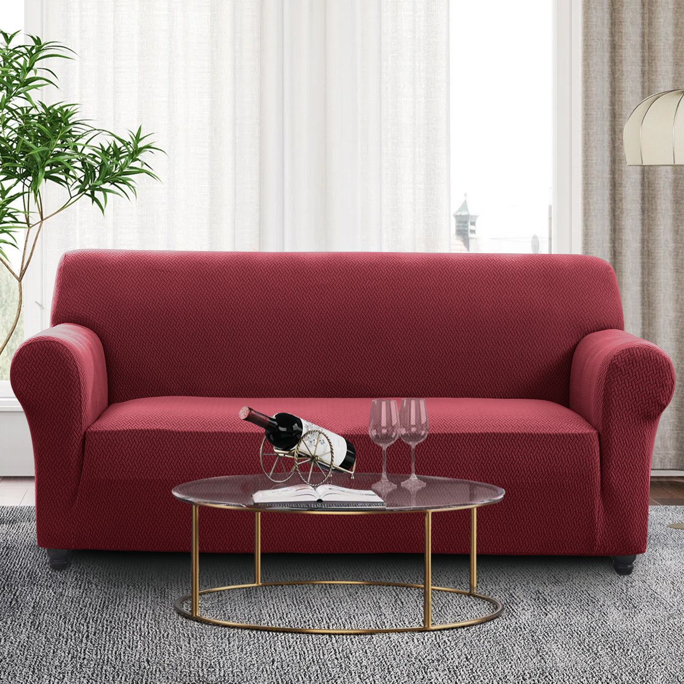 Red Stretch Sofa Cover