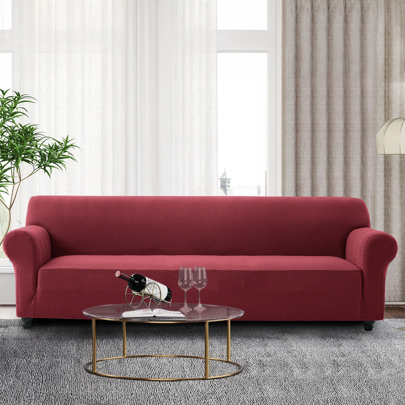 Red Stretch Sofa Cover