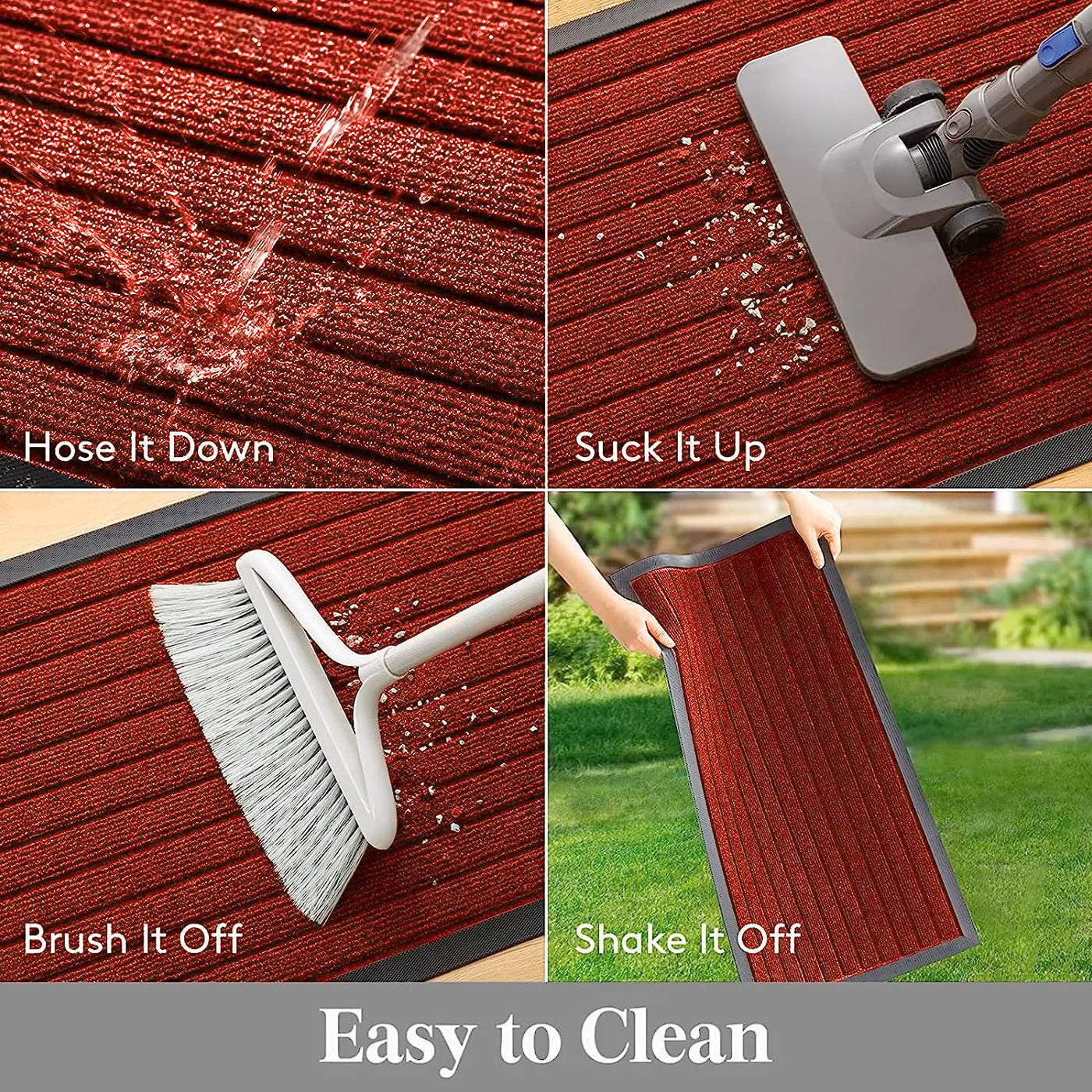 Floor Mats Extra Long Washable Anti Slip Burgundy