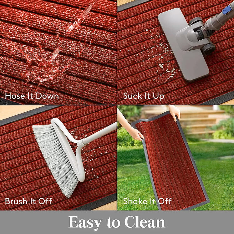 Floor Mats Extra Long Washable Anti Slip Burgundy