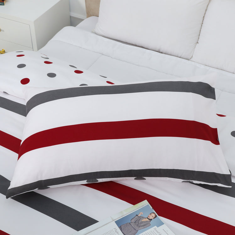 Striped Printed Duvet Cover Maroon