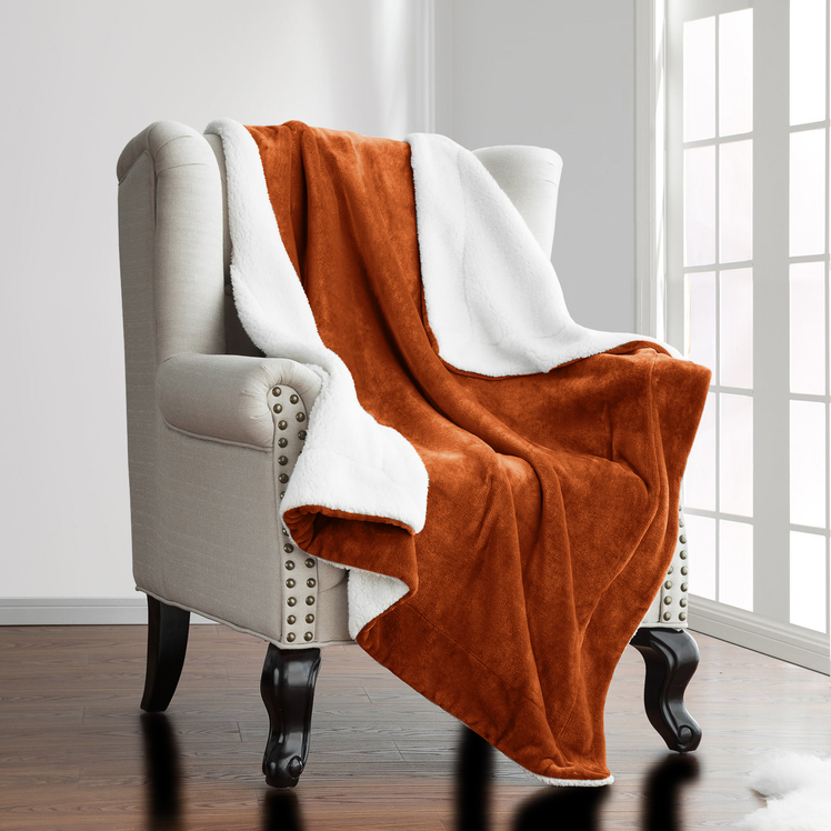 Sherpa Fleece Throw Blanket Single, Double, King