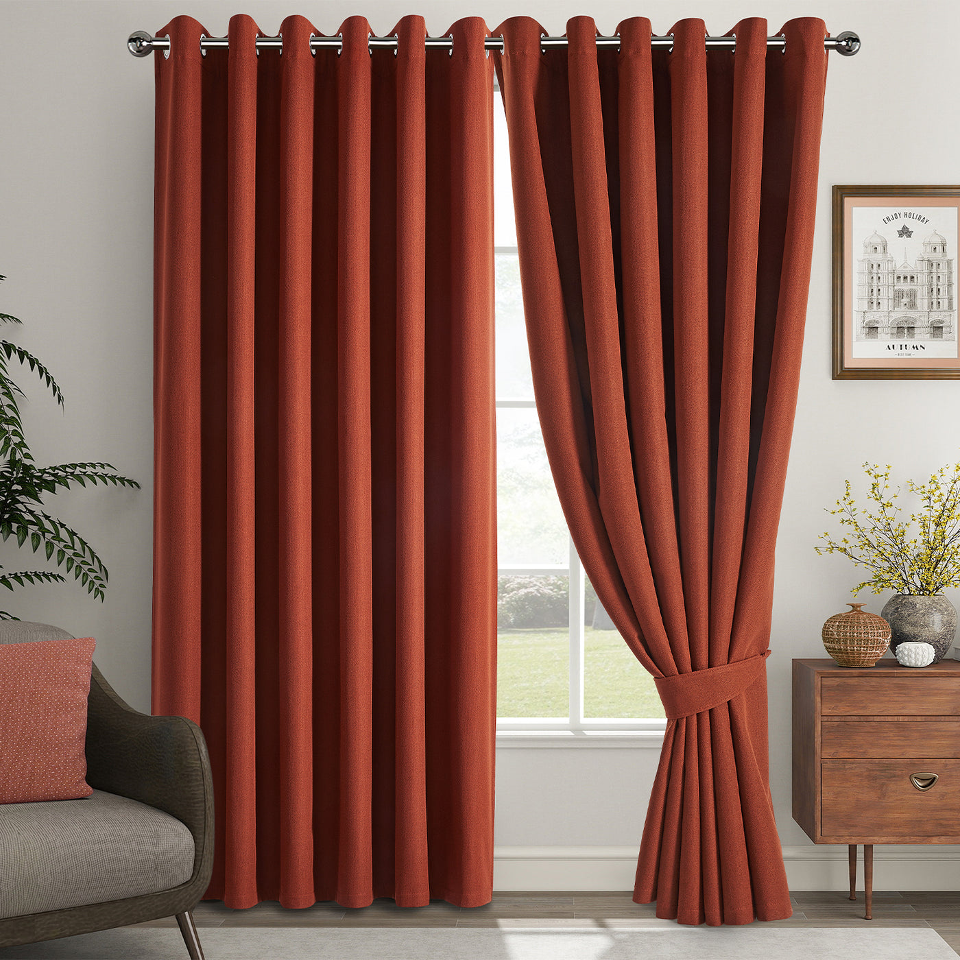 Blackout Linen Curtains, Eyelet Design - Thick & Heavy