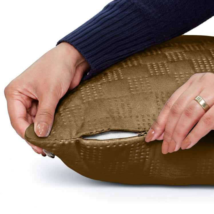 Velvet Embossed Pattern Cushion Covers Check