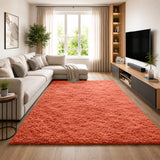 Rust Shaggy Rug Faux Fur Anti Slip Soft Plush