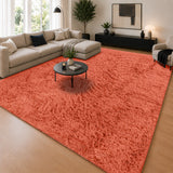 Rust Shaggy Rug Faux Fur Anti Slip Soft Plush