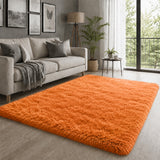 Rust Shaggy Rug Faux Fur Anti Slip Soft Plush