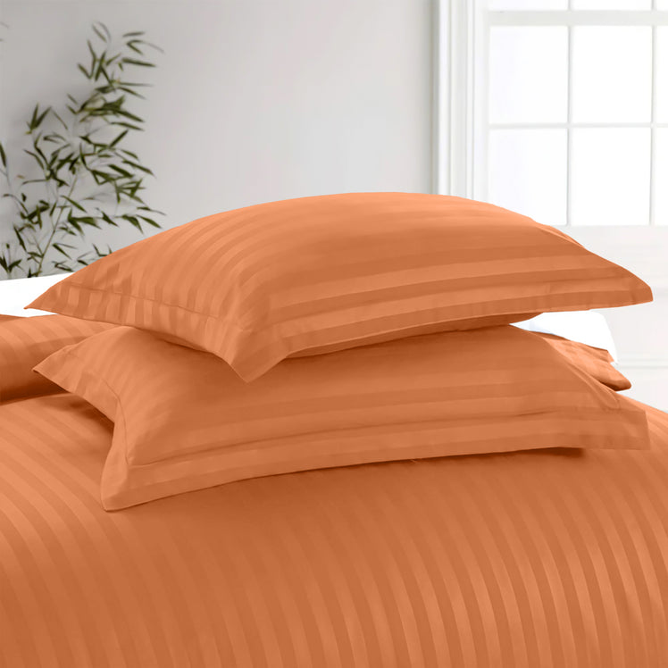 Stripe Rust Duvet Cover Set With Pillowcases