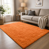 Rust Shaggy Rug Faux Fur Anti Slip Soft Plush