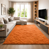 Rust Shaggy Rug Faux Fur Anti Slip Soft Plush