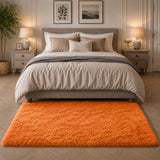 Rust Shaggy Rug Faux Fur Anti Slip Soft Plush