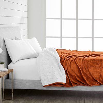 Sherpa Fleece Throw Blanket Single, Double, King