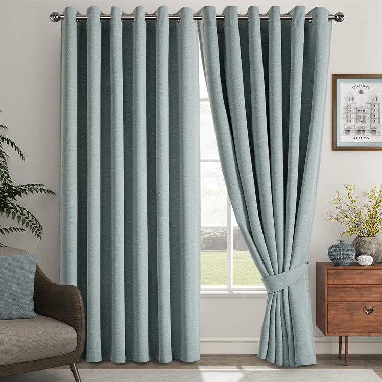 Blackout Linen Curtains, Eyelet Design - Thick & Heavy