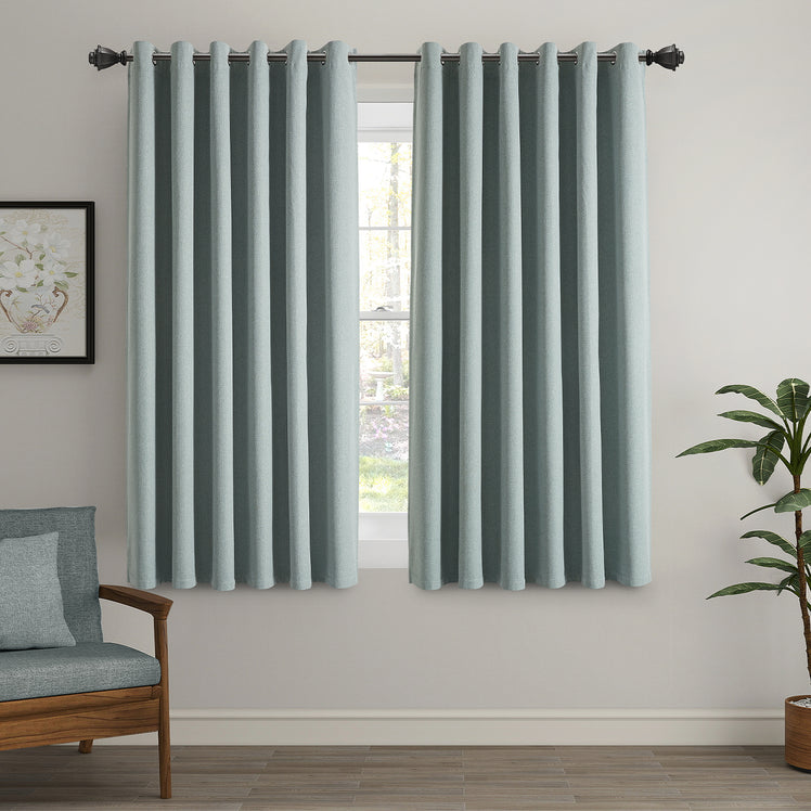 Blackout Linen Curtains, Eyelet Design - Thick & Heavy