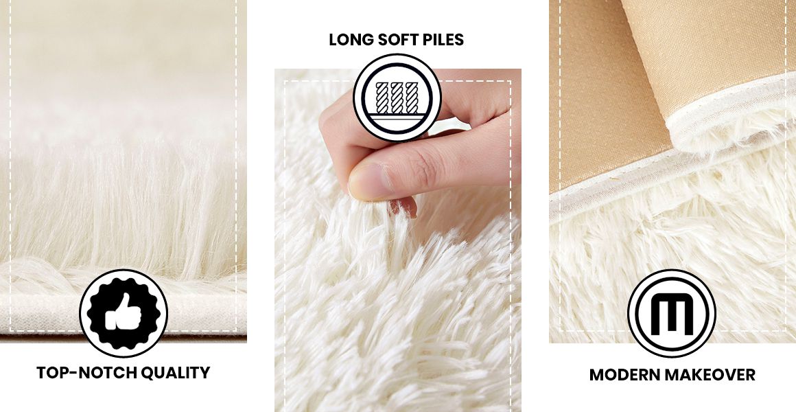 Faux Fur Anti Slip Soft Plush Cream Shaggy Rug – Oxford Homeware