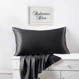 Satin Silk Pillowcases Pair Black