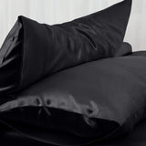 Satin Silk Pillowcases Pair Black