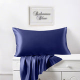 Satin Silk Pillowcases Pair Navy