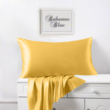 Satin Silk Pillowcases Pair Ochre