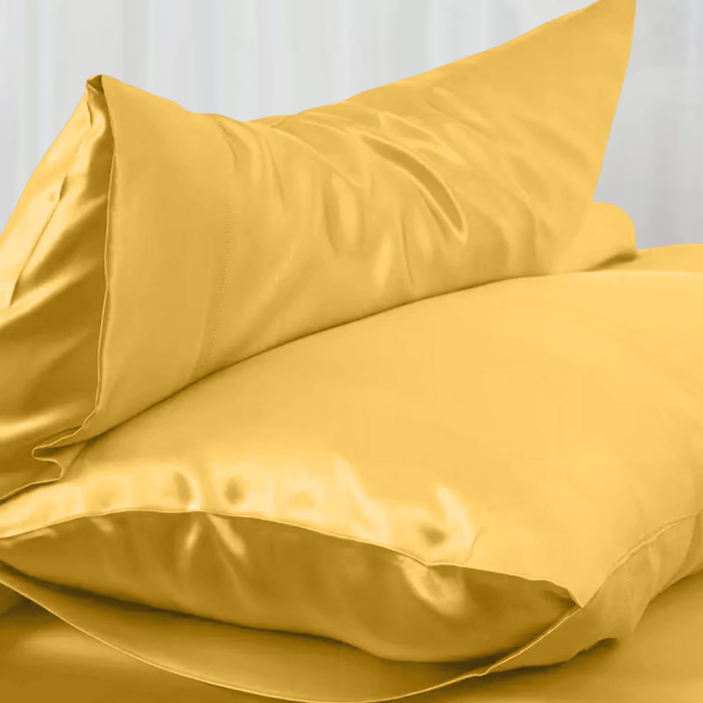 Satin Silk Pillowcases Pair Ochre