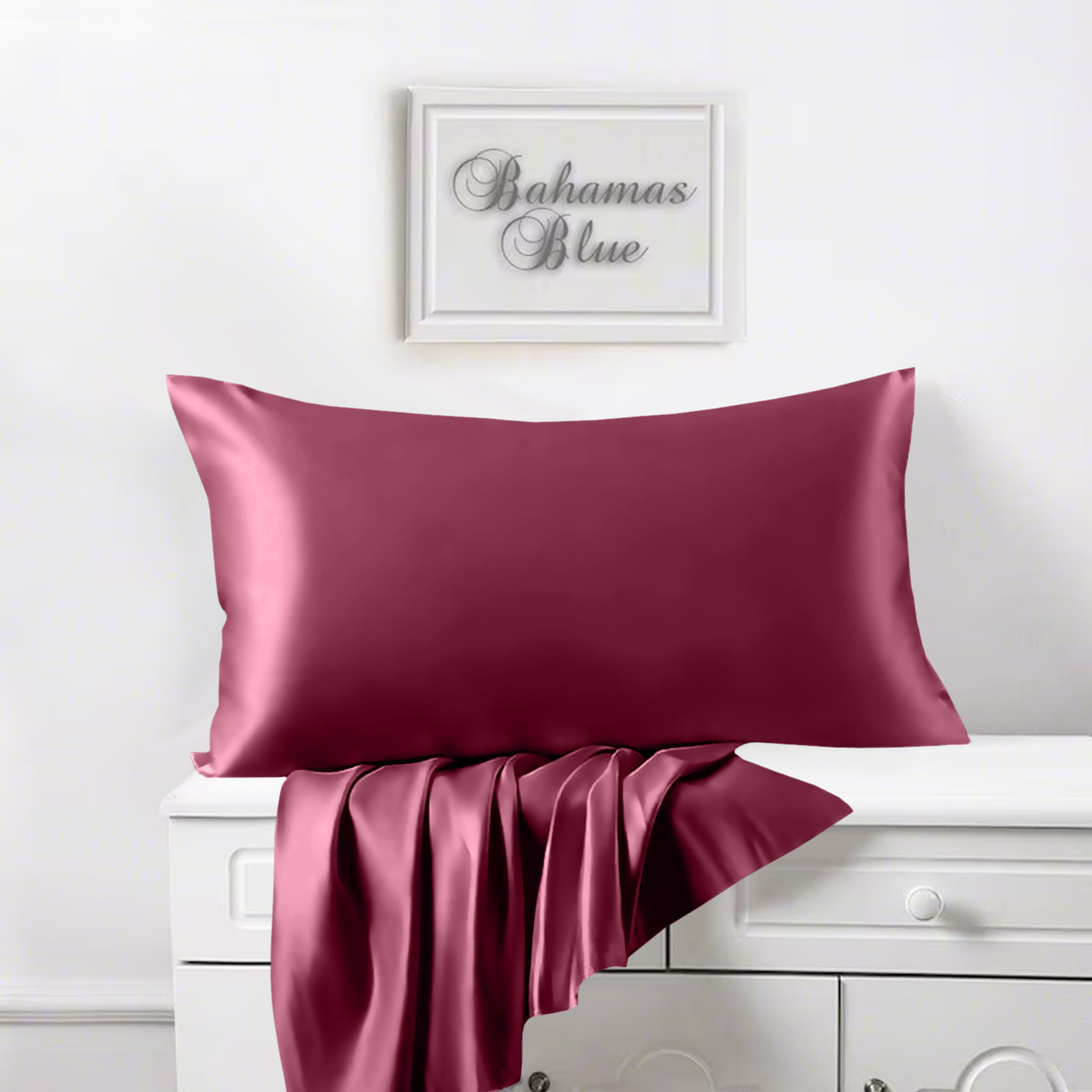 Satin Silk Pillowcases Pair Burgundy