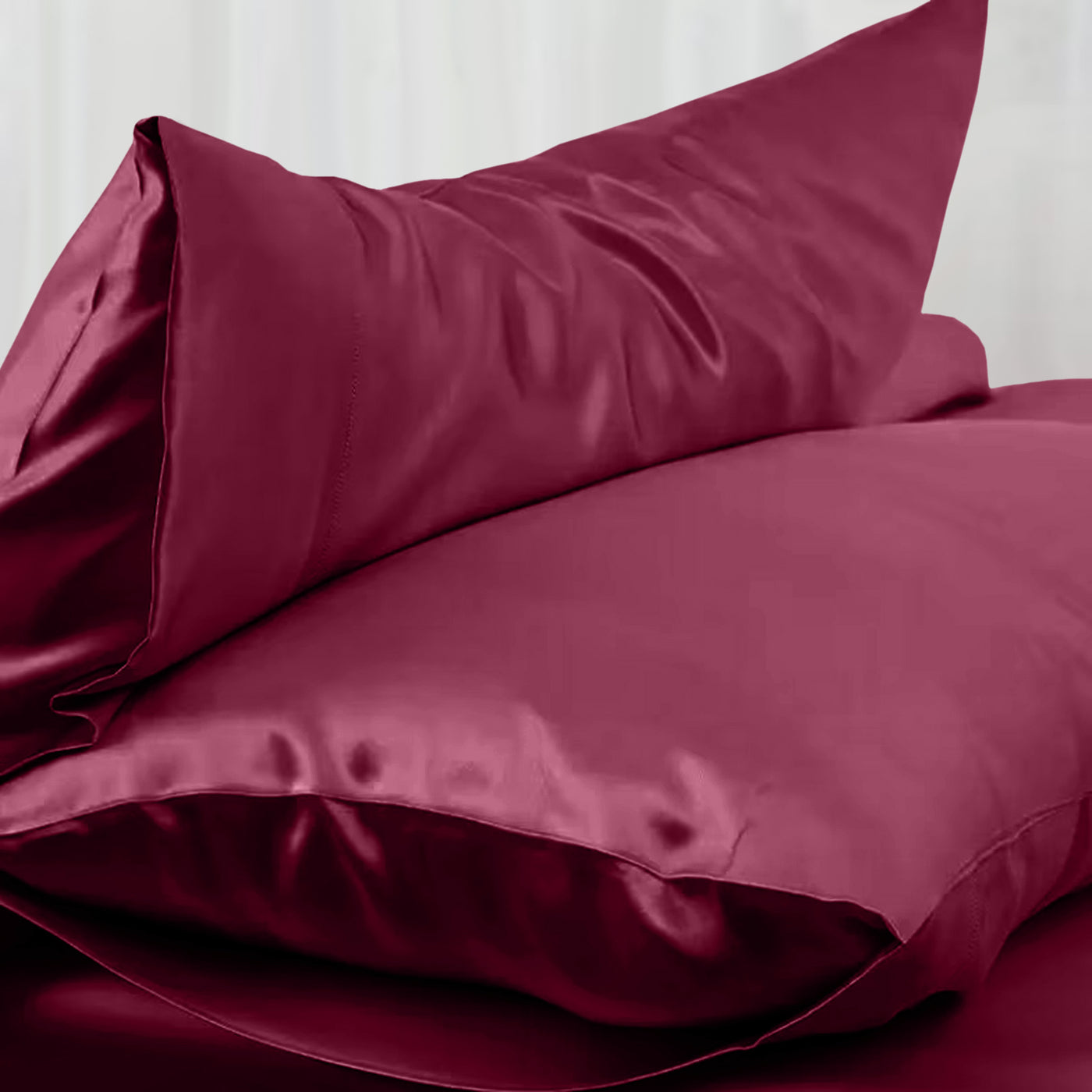Satin Silk Pillowcases Pair Burgundy