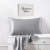 Satin Silk Pillowcases Pair Silver