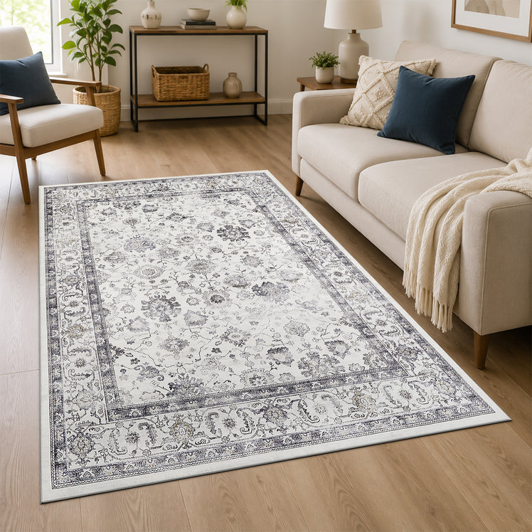 Persian Floral Medallion Cashmere Rug Serene
