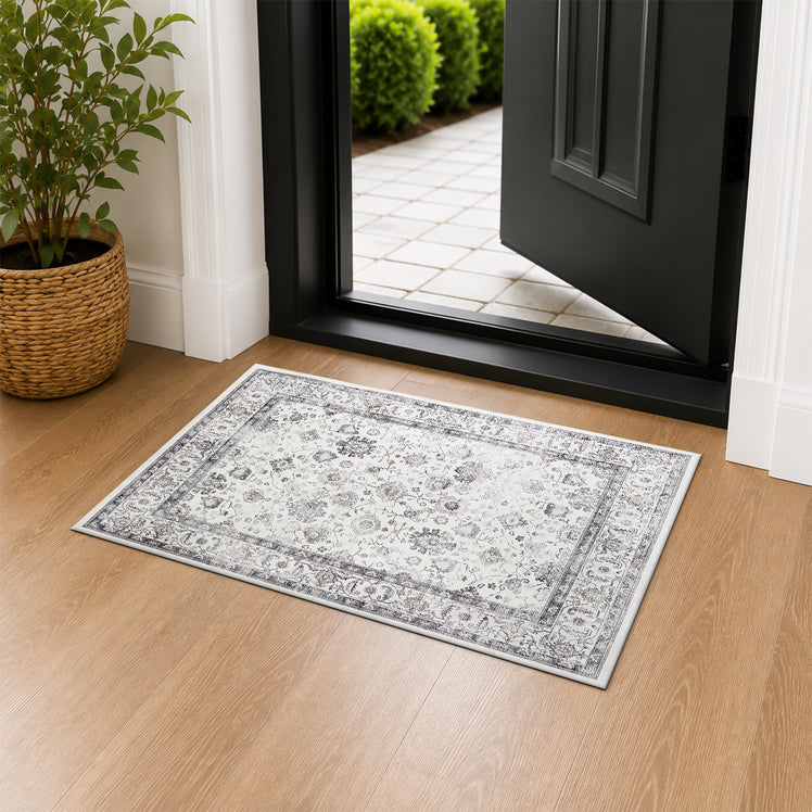 Persian Floral Medallion Cashmere Rug Serene