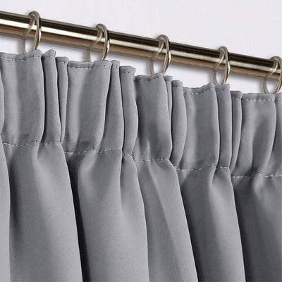 Light Grey Blackout Pencil Pleat Curtains with Tie Backs