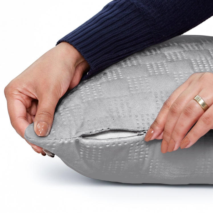 Velvet Embossed Pattern Cushion Covers Check