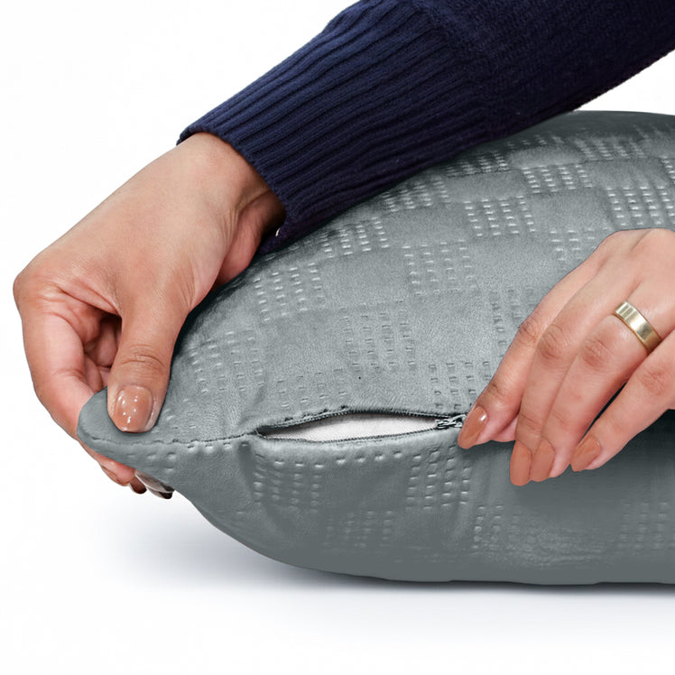 Velvet Embossed Pattern Cushion Covers Check