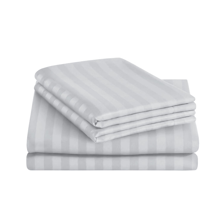 Stripe Silver Duvet Cover Set With Pillowcases