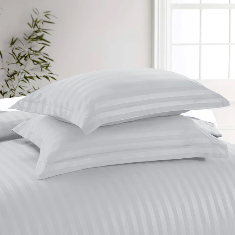 Stripe Silver Duvet Cover Set With Pillowcases