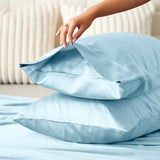 Satin Silk Pillowcases Pair Sky Blue