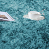 Faux Fur Anti Slip Soft Plush Shaggy Rug Tie Dye Teal
