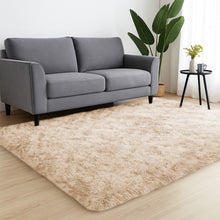 Faux Fur Anti Slip Soft Plush Shaggy Rug Tie Dye Cream