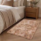 Faux Fur Anti Slip Soft Plush Shaggy Rug Tie Dye Beige