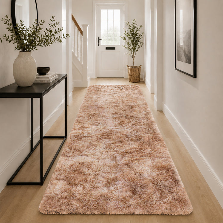 Faux Fur Anti Slip Soft Plush Shaggy Rug Tie Dye Beige