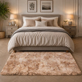Faux Fur Anti Slip Soft Plush Shaggy Rug Tie Dye Beige