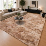 Faux Fur Anti Slip Soft Plush Shaggy Rug Tie Dye Beige