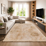 Faux Fur Anti Slip Soft Plush Shaggy Rug Tie Dye Cream