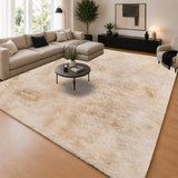 Faux Fur Anti Slip Soft Plush Shaggy Rug Tie Dye Cream