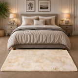 Faux Fur Anti Slip Soft Plush Shaggy Rug Tie Dye Cream