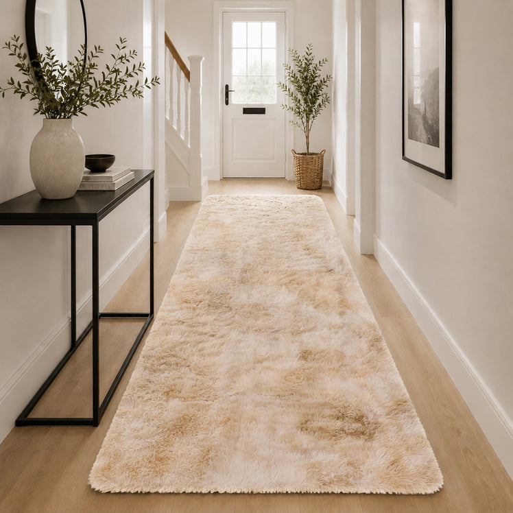 Faux Fur Anti Slip Soft Plush Shaggy Rug Tie Dye Cream