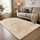 Faux Fur Anti Slip Soft Plush Shaggy Rug Tie Dye Cream
